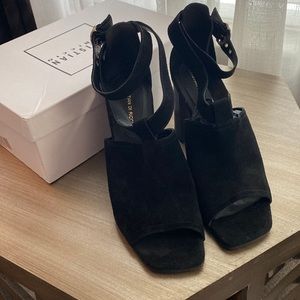 Brand New Christian DI Riccio heels sandals suede leather Italy Black US 9 EU 39